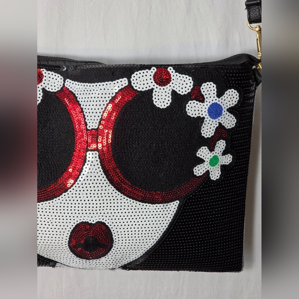 Tiglily Maximalist Sequin Flower Face Purse Coquette Glam Boho Whimsical Pop-Art - Picture 5 of 10